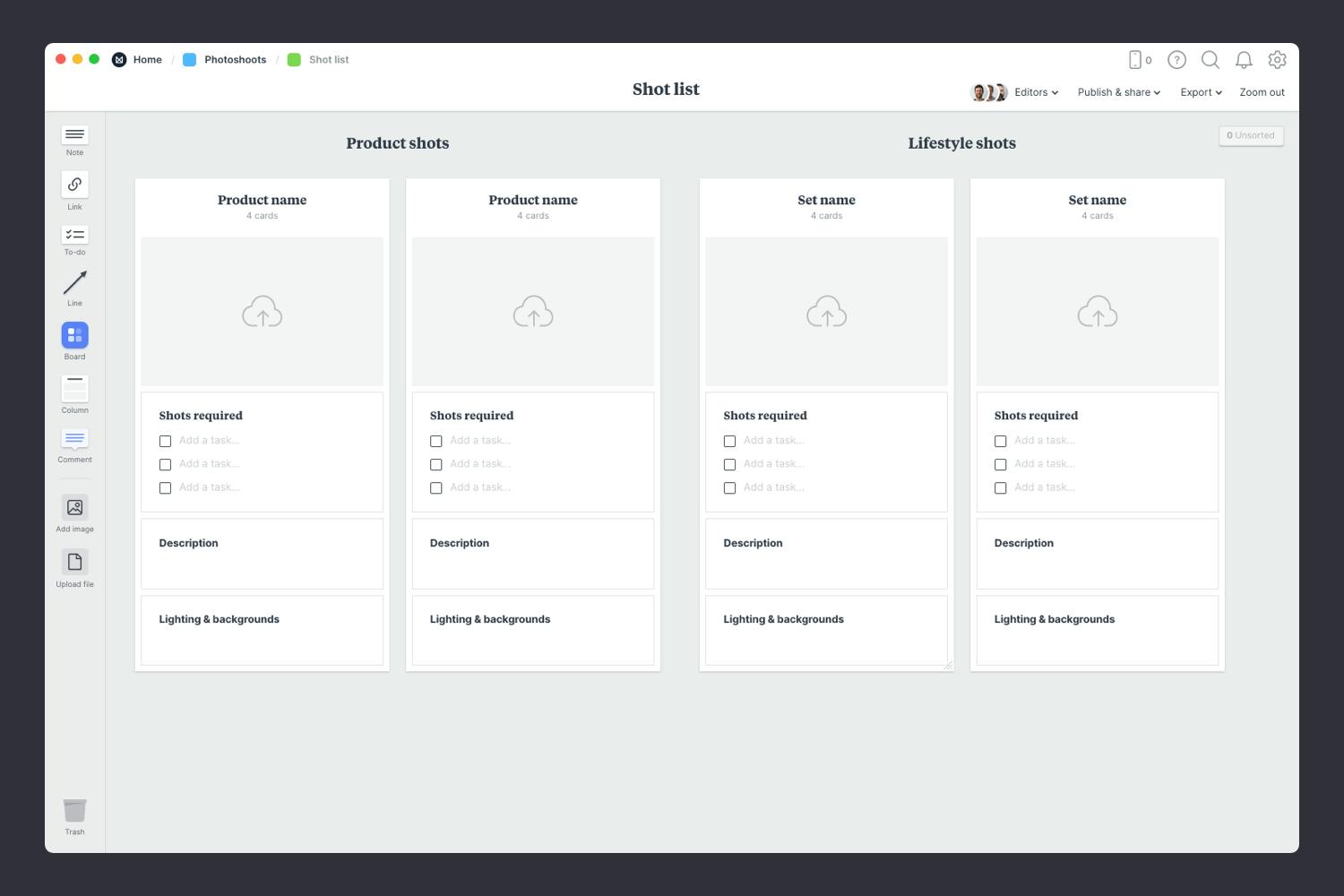 Shot List Template Step1